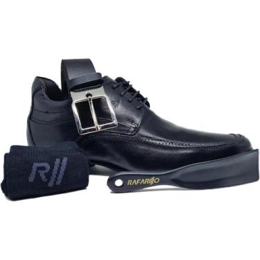 Imagem de Kit Sapato Social Masculino Rafarillo Em Couro Preto Aumenta Altura 7c