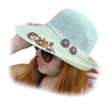 Imagem de Chapéu Praia Feminino Flor Bordada Flexivel Piscina Uva Uvb - ALRA SEM