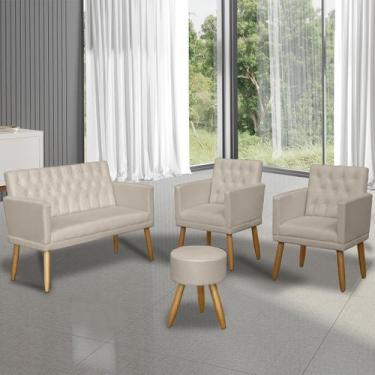 Imagem de Jogo 1 Namoradeira 2 Poltronas Capitone com Puff para Sala de Estar Re