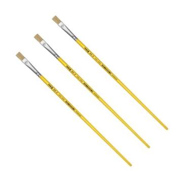 Imagem de Kit 3 Pincel Chato Longo Cerda Natural 815-8 Nº8 Fino Tigre