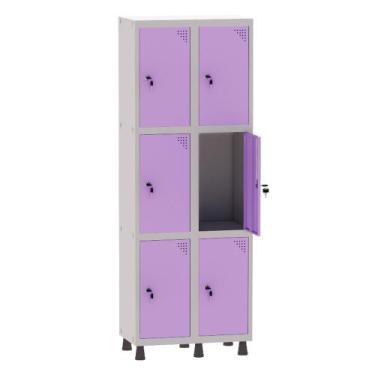 Imagem de Armário Guarda Volume Locker Roupeiro 2 Vãos 6 Portas Aço GRF502/6 Cin