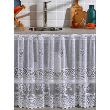 Imagem de Cortina de Renda para Pía de Cozinha Branca 1,30 x 70 - n.variedades