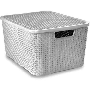 Imagem de Caixa Organizadora Rattan 7 Litros C/ Tampa Empilhável Brinquedos Aces