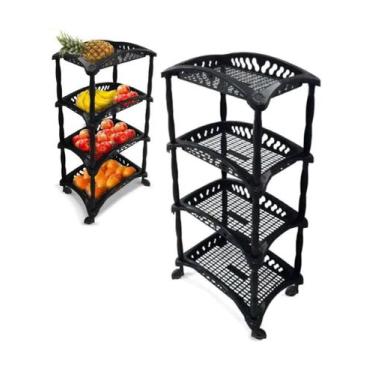 Imagem de Fruteira De Chão Vertical 4 Andares Cesto Organizador Frutas Verduras 