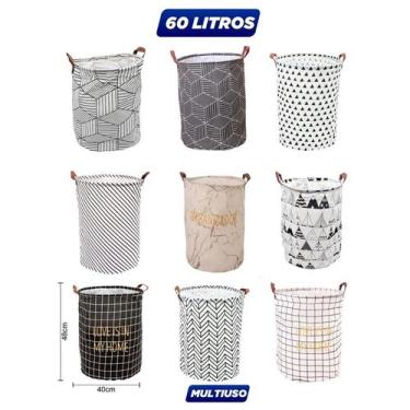 Imagem de Cesto de Roupa Suja Organizador Brinquedos Dobrável Tecido Impermeável