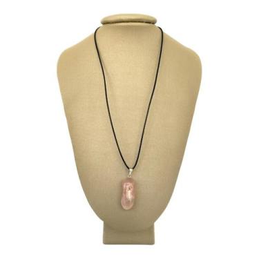 Imagem de Colar em Couro Grego e Prata Quartzo Rosa - P. Vecchio - Ponte Vecchio