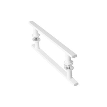 Imagem de Puxador De Porta Vidro Pivotante Madeira Branco 40cm M.S - Unidas