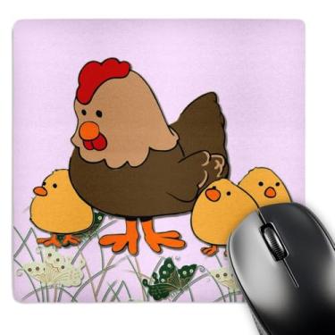 Imagem de Rosa 3D "Frango com pintinhos. Rosa. Decoração infantil." Mouse pad com acabamento fosco - 20 x 20 cm - mp_224423_1