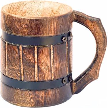 Imagem de collectiblesBuy Caneca de café antiga esculpida à mão em madeira rústica para bebidas, padrinhos, presente, decoração de mesa, acessório de jantar de cozinha