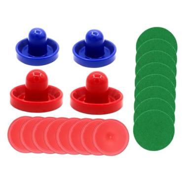 Imagem de oshhni Empurradores de air hockey e discos de air hockey, acessórios de substituição, alças de feltro verde para jogo de mesa de air hockey, estilo a