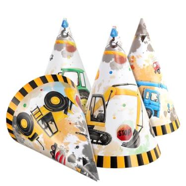Imagem de WERNNSAI 12 Pcs Construction Party Hats - Construction Party Zone Supplies Dump Truck Costume Headwears Yellow Truck Cone Hat Headbands for Kids Boys Birthday Party Baby Shower