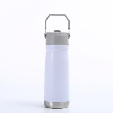 Imagem de Garrafa Térmica 650ml, Flip Straw com Canudo, Parede Dupla em Inox. (BRANCO)