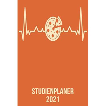 Imagem de Studienplaner 2021: Wochenplaner zum notieren, organisieren und planen DIN A5. Kalender/Terminkalender/Monats- / Tagesübersicht/Kontakt- / ... Pizza Fastfood Liebhaber heartbeat herzschlag