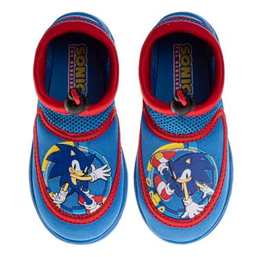 Imagem de Josmo Tênis aquático infantil Sonic para meninos – Meias aquáticas de piscina de secagem rápida (5 a 10 crianças / 11 a 12 crianças pequenas), Azul/vermelho - Sonic, 11-12 Little Kid