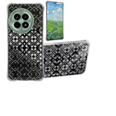 Imagem de Aroepurt Capa compatível com OnePlus 13 5G capa de telefone suporte [com protetor de tela de vidro temperado] [suporte de anel] [mudança de forma multidirecional 3D] preta