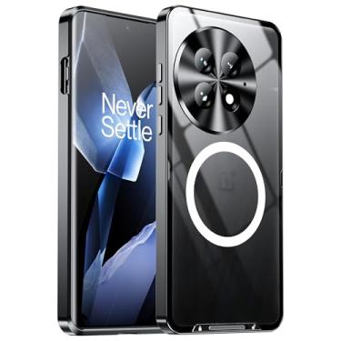 Imagem de YZBYFON Capa de metal para OnePlus 13, amortecedor de metal de grau militar, à prova de choque, translúcida, capa traseira de policarbonato fosco com proteção de lente de câmera Chager sem fio