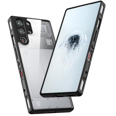 Imagem de Foluu Capa para ZTE Nubia Red Magic 10 Pro/10 Pro+, [Não amarela] [Proteção contra quedas militar] Capa protetora à prova de choque fina para Red Magic 10 Pro 2024 (preto + transparente)