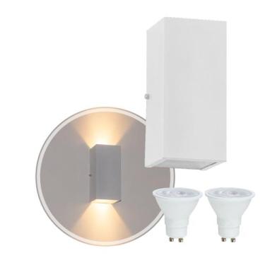 Imagem de Kit 3x Arandelas Duplo Facho Longo Branca + Lâmpada Led Gu10 6w 3000K 
