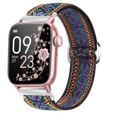 Imagem de Compatível com pulseiras de relógio inteligente AKUMAKA, pulseira de reposição ajustável de nylon elástico Lamshaw para homens e mulheres, compatível com relógio inteligente AKUMAKA G39, T90, 209DK