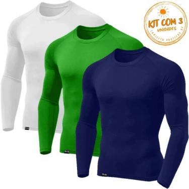 Imagem de Kit com 3 Camisetas Masculinas Térmica Segunda Pele com Proteção UV Te
