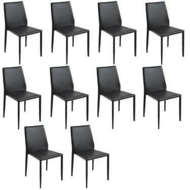 Imagem de Kit com 10 Cadeiras de Jantar Amanda Pvc Preto