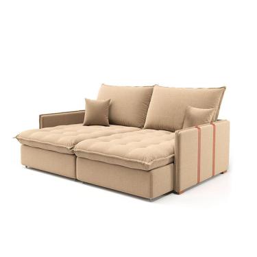 Imagem de Sofá Retrátil Sem Caixa 3 lugares Solomons Linho Bege 180 cm