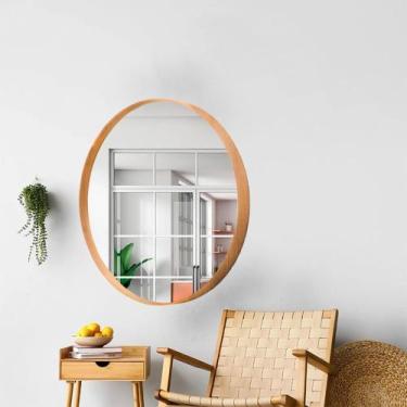 Imagem de Espelho Redondo Madeira 60cm Moderno - DIRETOO