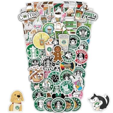 Imagem de MiStar 102 peças de adesivos de café para xícaras, logotipo Star Bucks, pacotes de adesivos de mercadoria para garrafas de água, caneca, laptop, scrapbooking, lembrancinhas de festa de aniversário,
