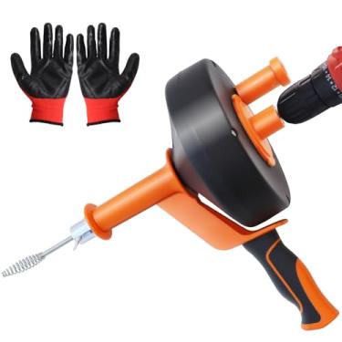 Imagem de Serpente de drenagem de 6 m com adaptador de broca, ferramenta de remoção de entupimento de drenagem para pia, chuveiro, cozinha, banheiro e esgoto, remoção de entupimento de cabelo com luvas, uso