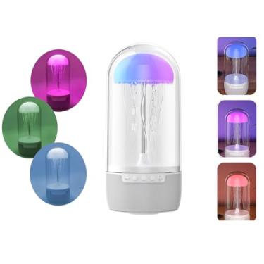 Imagem de Luminaria Abajur Agua Viva Com Led Brilho Ajustável Caixa de Som Bluetooth 3 em 1 – Som, Iluminação e Relaxamento Para Quarto Escritório Adulto Infantil