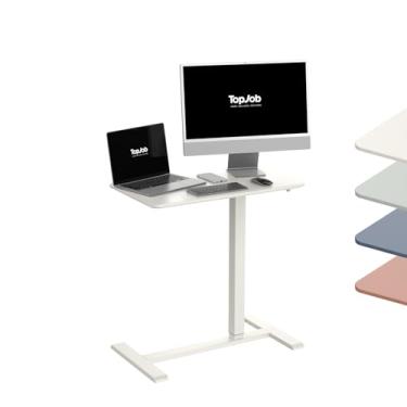 Imagem de TopJob ANYDESK NEST Mesa de pé móvel, portátil com rodas ocultas, mesa pequena para sentar, estações de trabalho de computador, uso doméstico, mesa lateral de sofá, mesa de cabeceira, mesa de