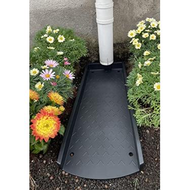 Imagem de Pacote com 2 extensores decorativos de calha para plumas, bloco de respingos para calhas de chuva, extensor de bico baixo, desviador de calha de drenagem, estacas para piso de cimento e gramado incluídos, preto fosco