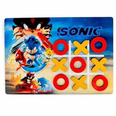 Imagem de 10 Jogos da velha Sonic 3 Lembrancinha Aniversário Kit Mdf
