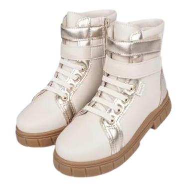 Imagem de Bota Coturno Feminina Pampili Recortes Nude e Dourada (Nude e Dourada, BR, Criança de 9 a 12 anos, Numérico, P, 30)