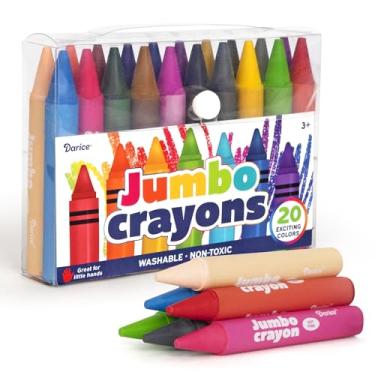 Imagem de DARICE Giz de cera jumbo para crianças, 20 cores grandes, laváveis, não tóxicos, giz de cera gigante para colorir em sala de aula, material de volta às aulas