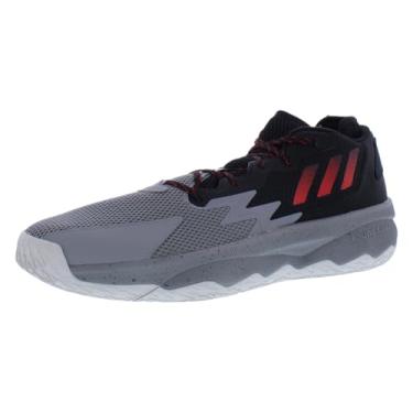Imagem de adidas Tênis de basquete unissex adulto Dame 8, Cinza três/vermelho/preto central, 47