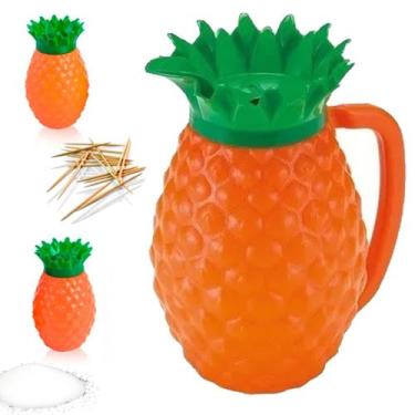 Imagem de Kit Saleiro Paliteiro De Mesa Jarra De Abacaxi Festa Havaiano Tropical