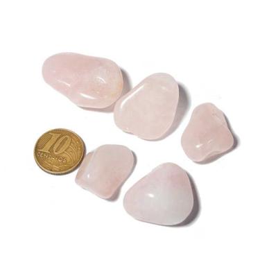 Imagem de 05 Quartzo Rosa Rolado Pedra Do Amor Tamanho Medio Natural - Cristaisd