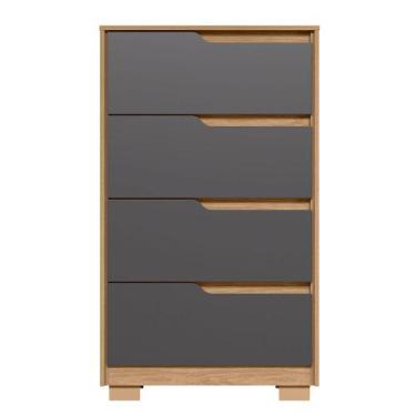 Imagem de Cômoda Sole com 4 Gavetas Vistas Flex Albatroz, Freijó/Off White/Titan