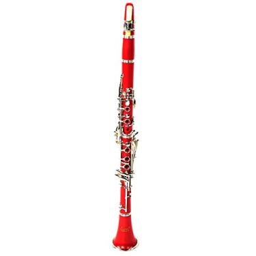 Imagem de Clarinete Com Reed 17 Keys, Botão Bakelite Botão Revestimento Cork Projeto de Abertura Precisa para Músicos (red)