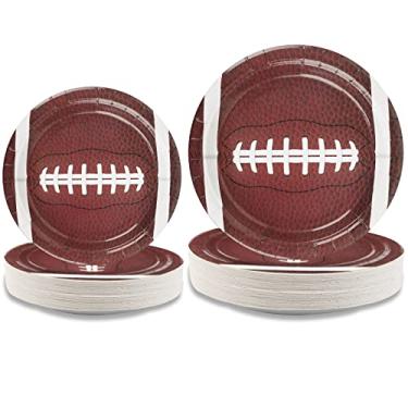 Imagem de Conjunto de pratos de papel para festa de futebol com 72 peças, descartáveis, pratos de sobremesa de jantar de festa de aniversário, chá de bebê, lembrancinhas, incluindo 36 peças de 9 polegadas e 36 peças de pratos de 17,78 cm