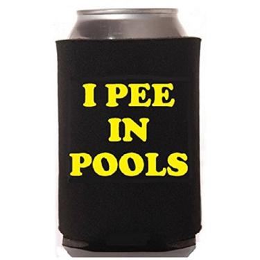 Imagem de I Pee in Pools - Funny - Cooler de lata de cerveja preto e amarelo