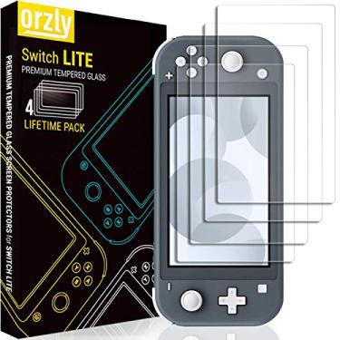 Imagem de Orzly Protetor de tela para Nintendo Switch Lite 2019 modelo [pacote com 4] películas de vidro temperado. Sem bolhas fácil instalação edição anti-arranhões