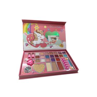 Imagem de Conjunto de maquiagem Unicorn para meninas com paleta de maquiagem, batom e G