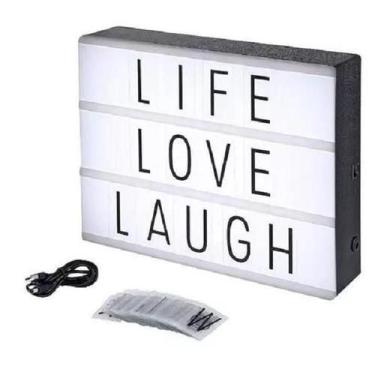 Imagem de Letreiro Quadro Led Light Box Cinema 96 Letras Caracteres A4 - MARKELK