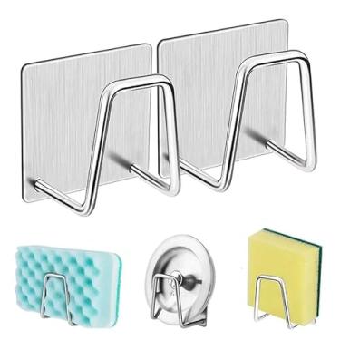 Imagem de KIT 2 Gancho Suporte Porta Esponja Aço Inox Adesivo para Pia Parede Cozinha Premium