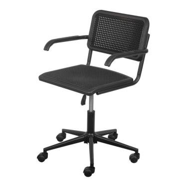 Imagem de Cadeira Para Escritório Palhinha Com Braço E Base Rodízio Cesca Preto