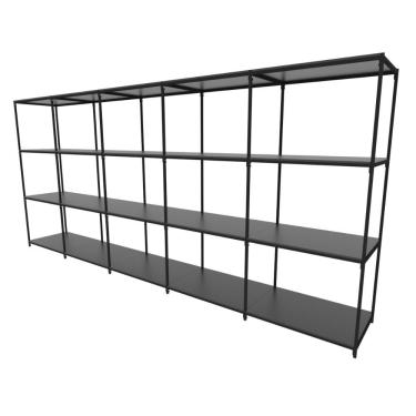 Imagem de Praleira De Aço Reforçada Mini Porta Pallet 200x60x90 Estante Estoque Bandeja Preta 5 Módulos Conjugados