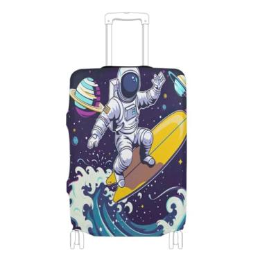 Imagem de Joisal Capas de bagagem de balões em forma de planetas aprovadas pela Tsa para bagagem de 45 a 81 cm, acessórios de mala, astronauta espacial surfando, G 66-71 cm, Astronauta espacial surfando, L 26