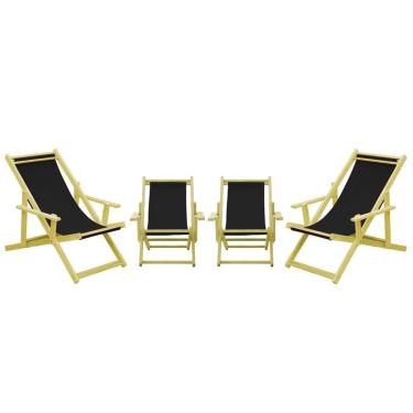 Imagem de Kit 4 Espreguiçadeiras 2 Adulto E 2 Infantil-preto